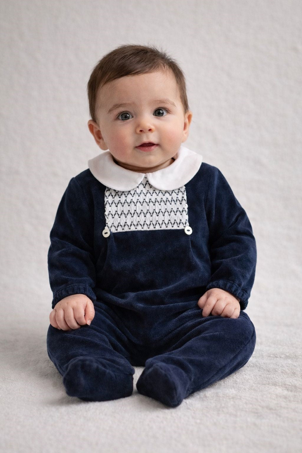 Pelele Tundosado Con Nido De Abeja En Pecho "Ternura"